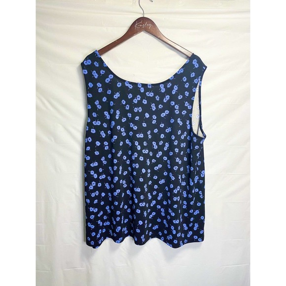 NWT Talbots Plus Womens Sleeveless All‎ Over Floral Tank Blouse Black Blue Sz 3X - Picture 2 of 4